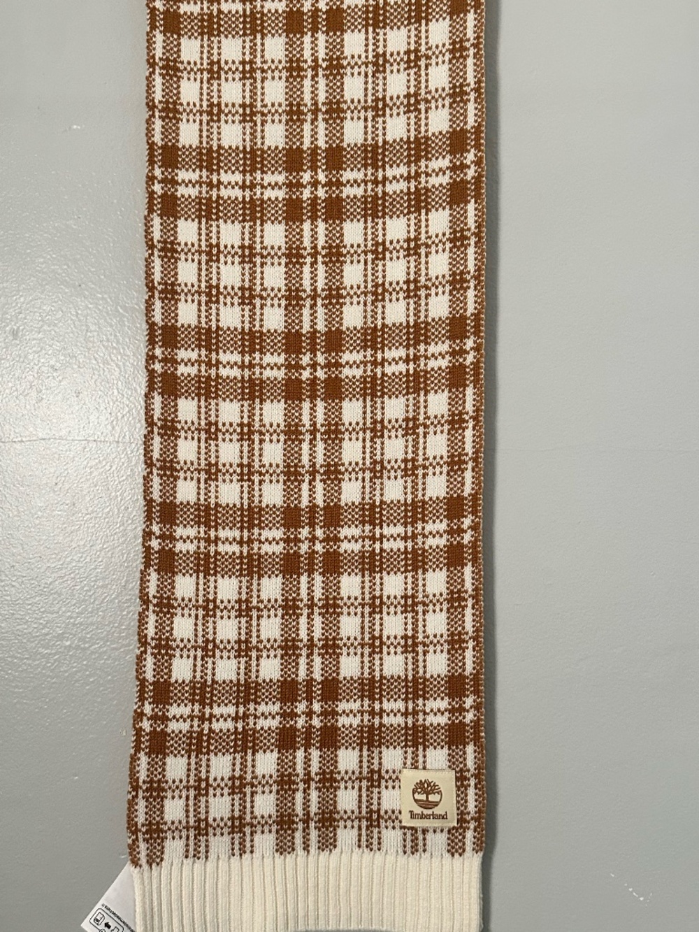 Timberland Brown and Cream Plaid Pattern Scraf